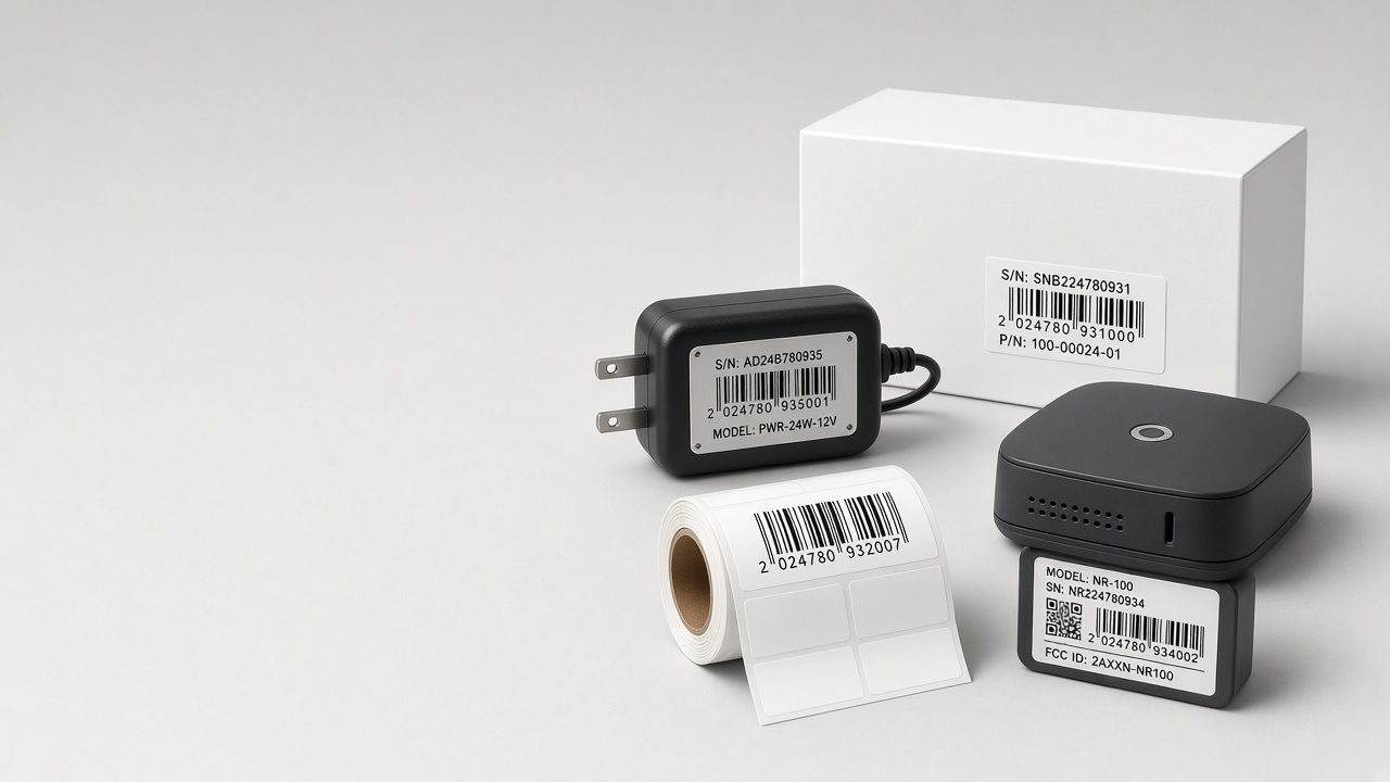 Elektronik cihazlar üzerinde barkod EtiketMarket etiketleri